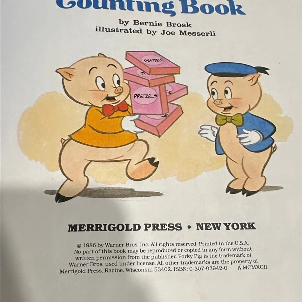 Vintage 1986 Porky Pig Counting Book Looney Tunes Hardcover Merrigold